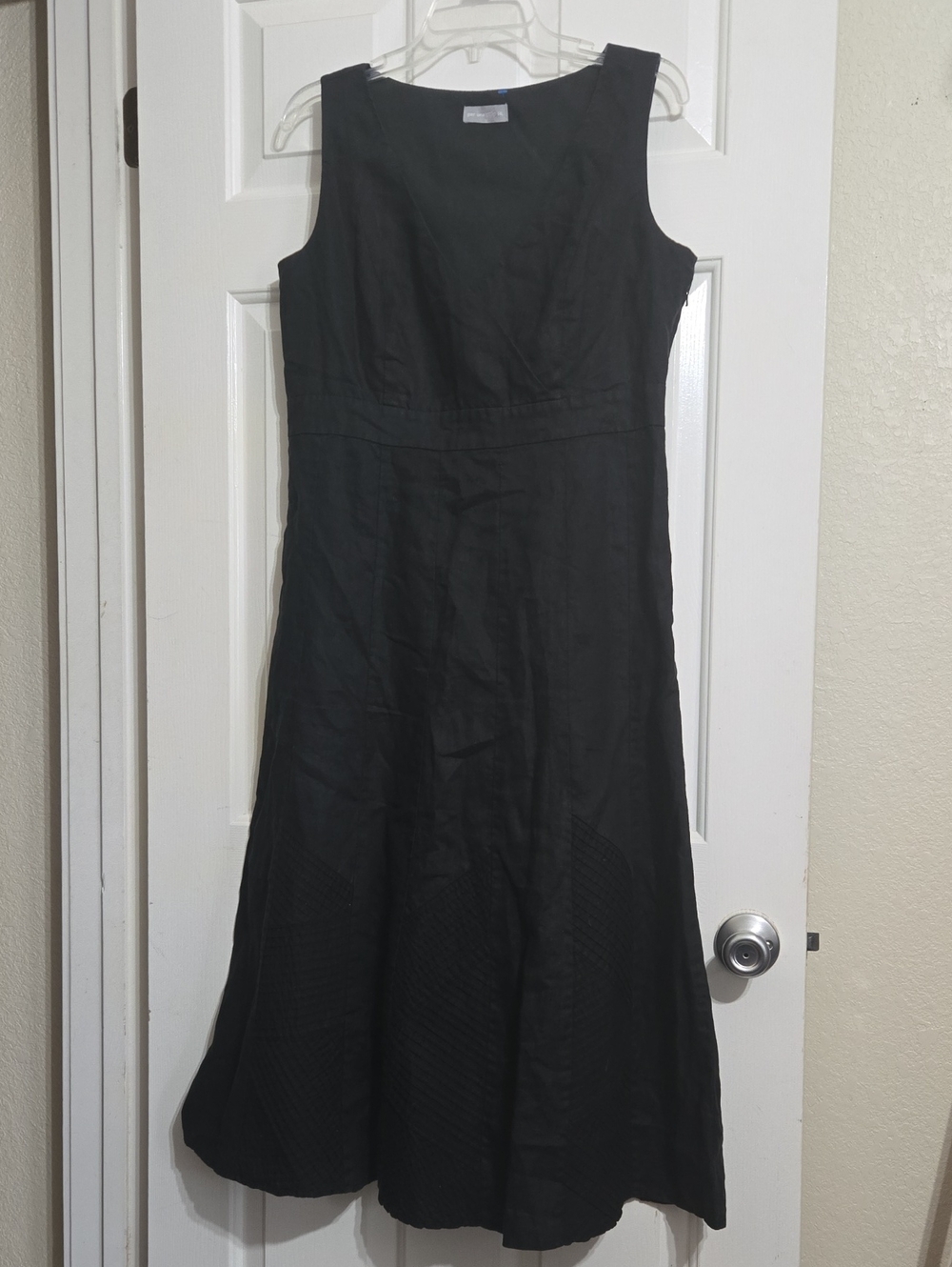 per una Linen Blend Black Sleeveless A-Line Maxi Dress